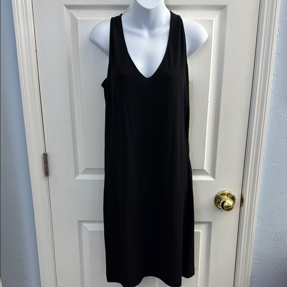 Boston Proper Black Sleeveless V-Neck Dress S